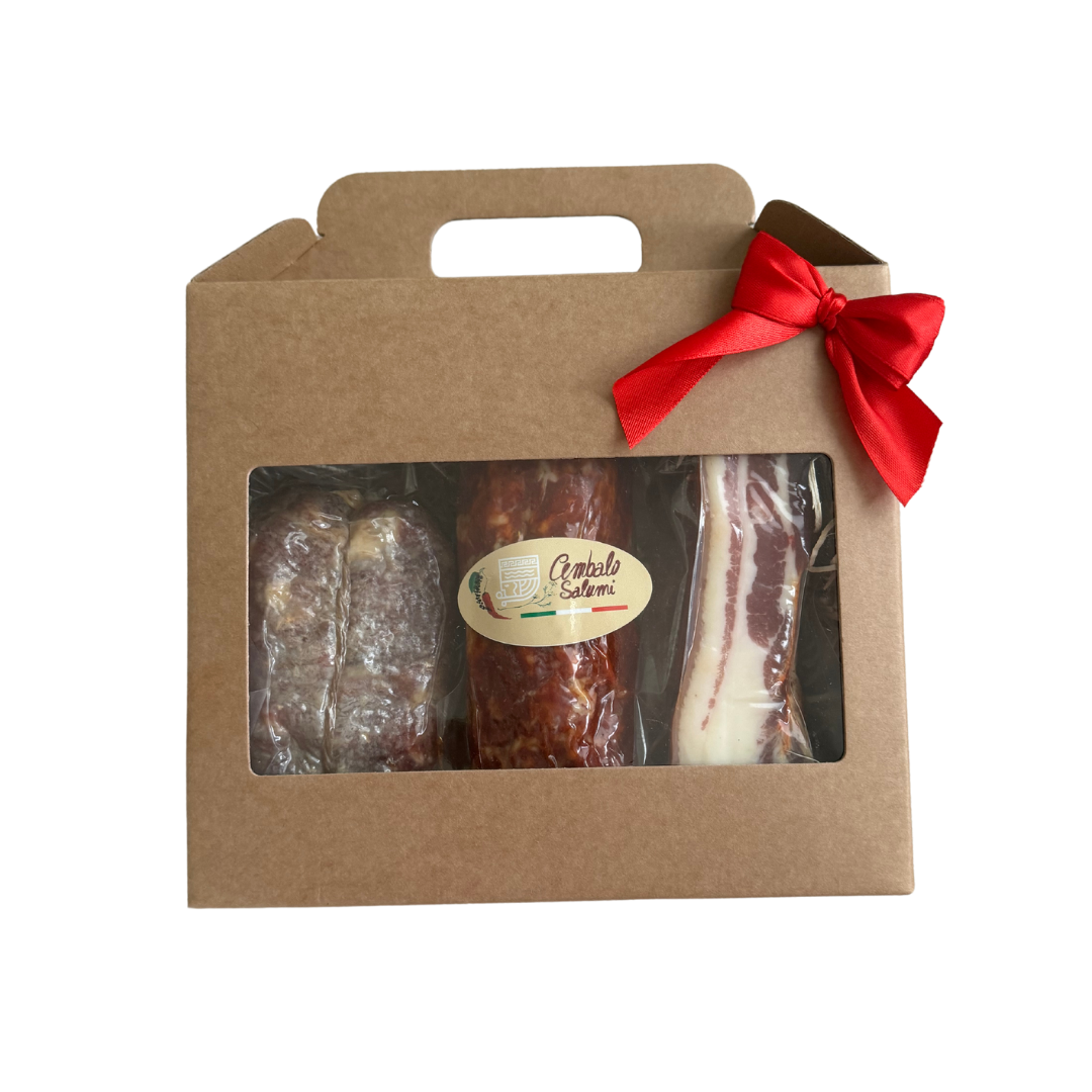 Box Salumi Artigianali con Soppressata , Salame e Pancetta - Idea Regalo Elegante