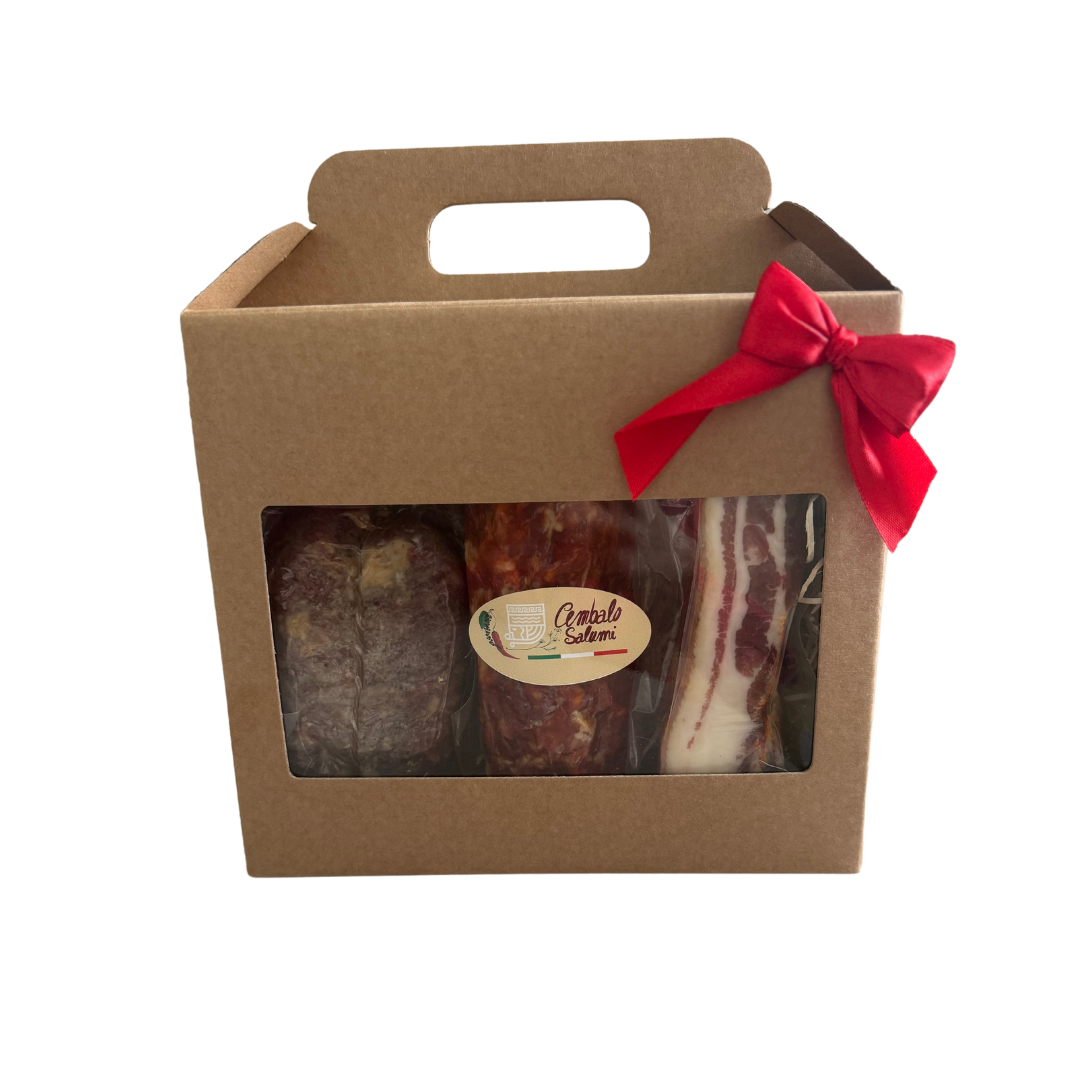 Box Salumi Artigianali con Soppressata , Salame e Pancetta - Idea Regalo Elegante