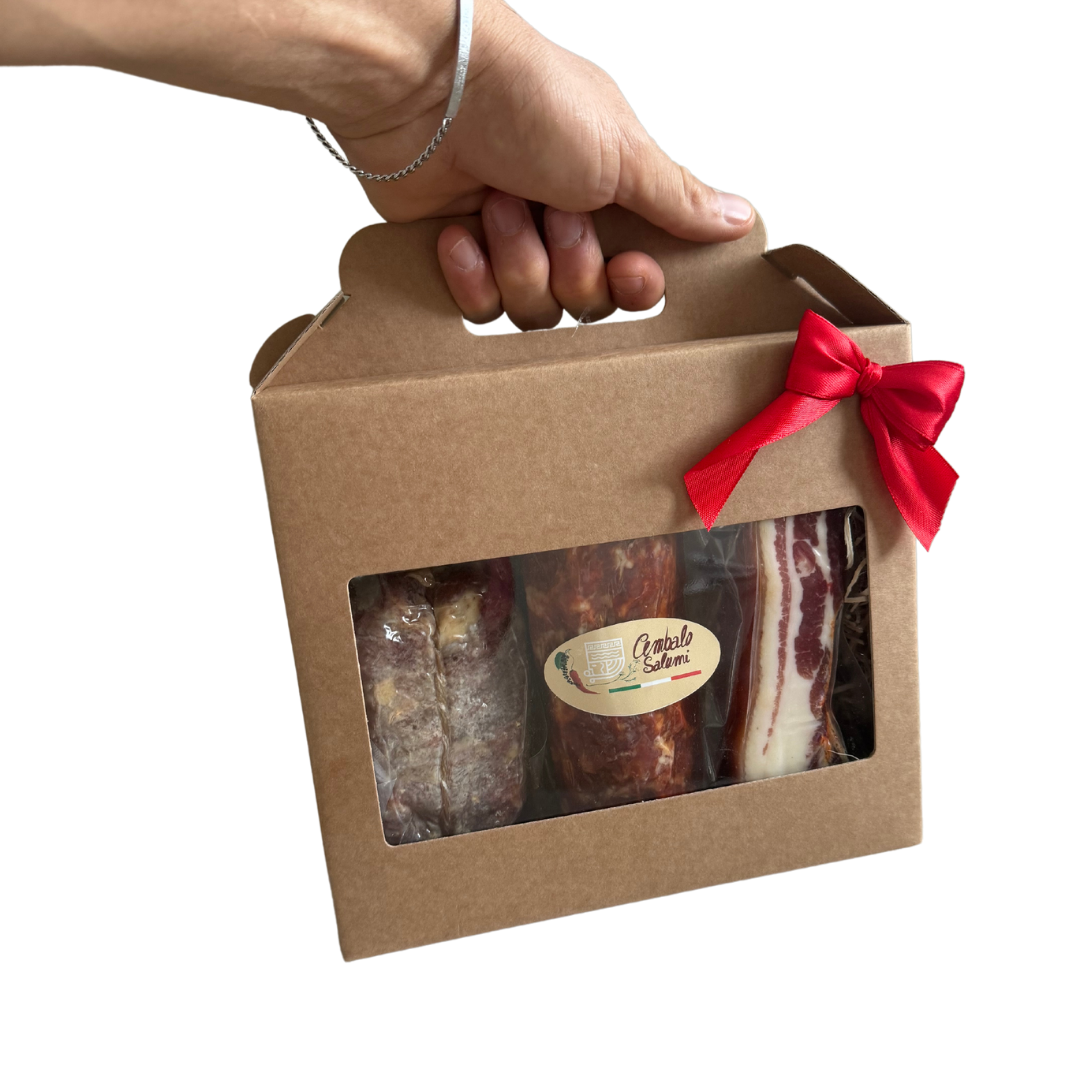 Box Salumi Artigianali con Soppressata , Salame e Pancetta - Idea Regalo Elegante